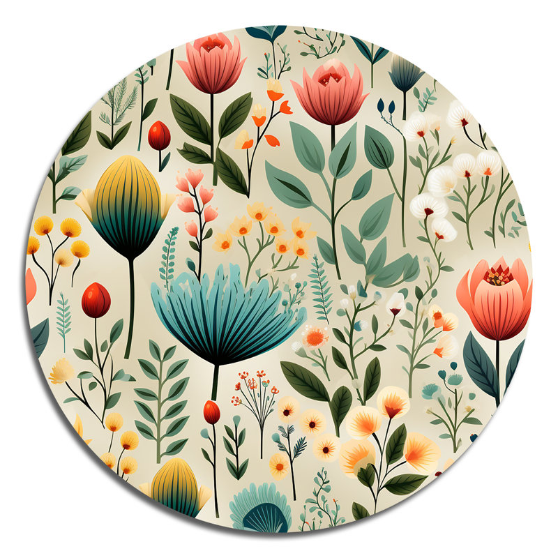 Geoghegan - Art floral rond en métal, H 36 po x l 36 po