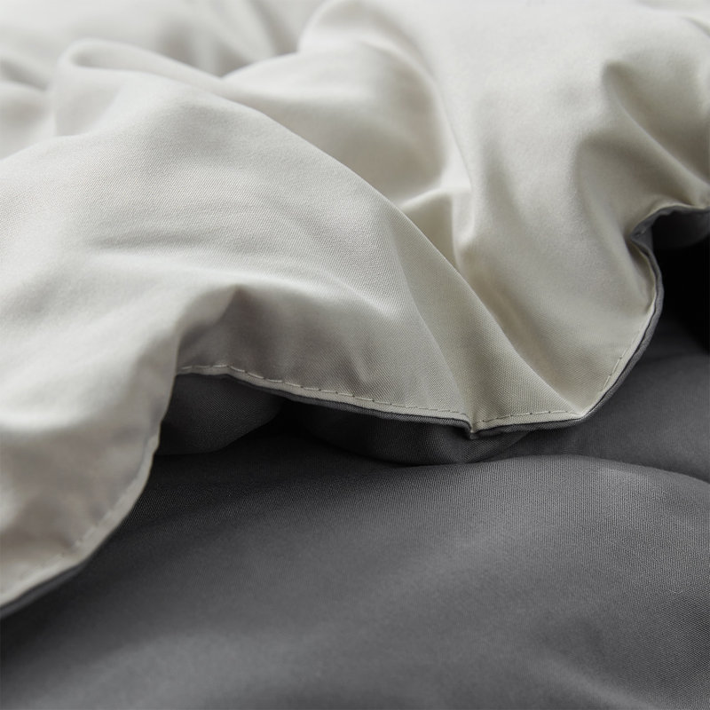 Édredon réversible pour lit simple TG, Gris anthracite / pierre taupe