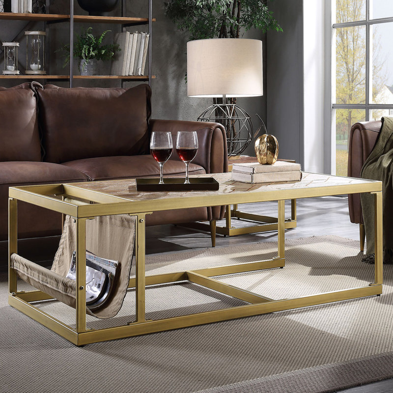 Table basse rétro avec porte-revues