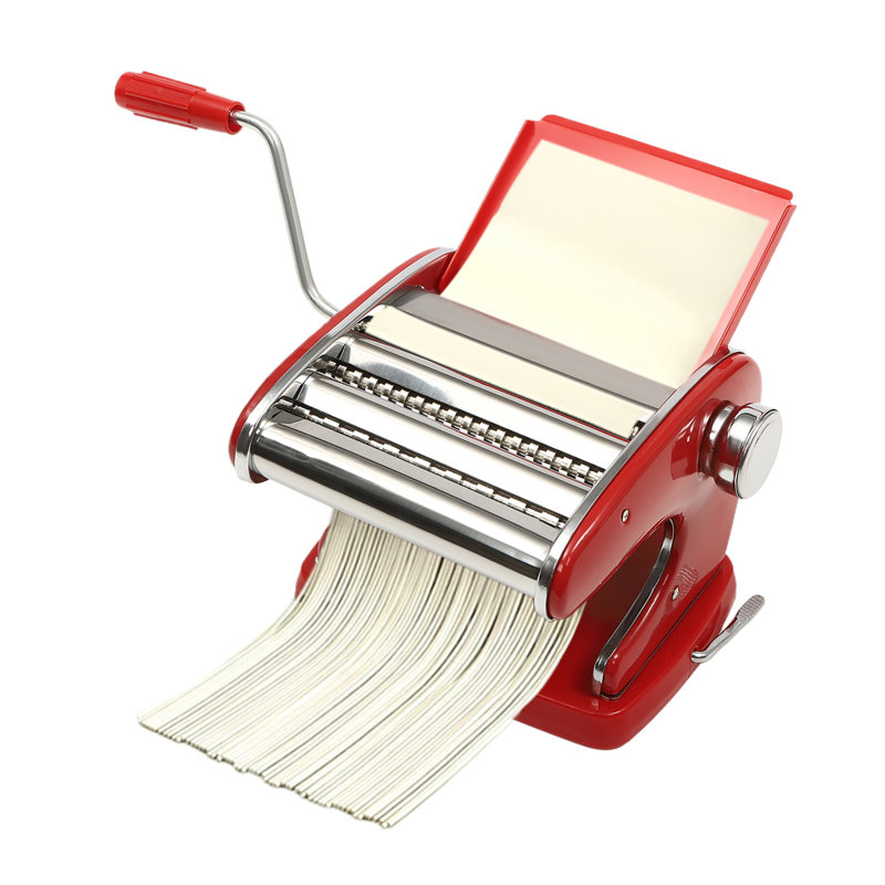 6 Adjustable Thickness Settings Manual Pasta Maker, Red