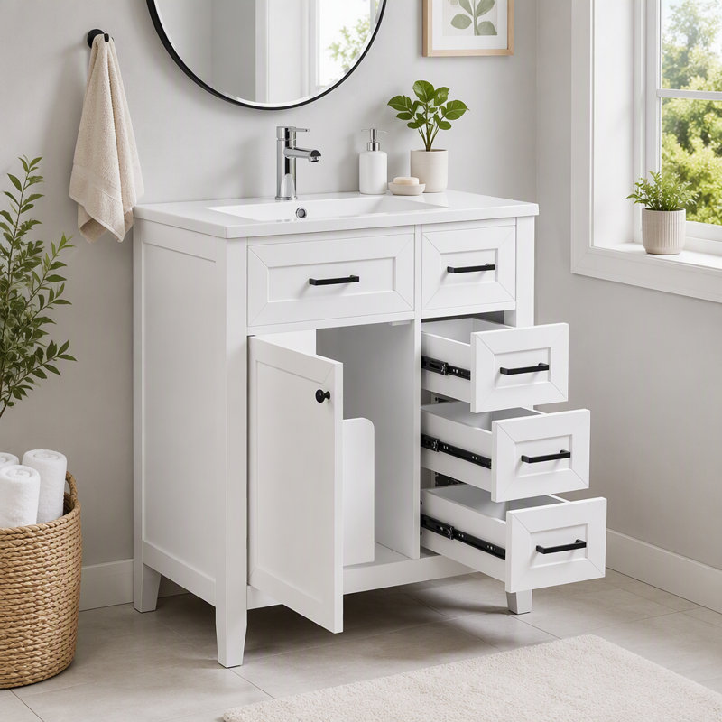 Meuble-lavabo 30 po avec lavabo et rangement multifonctionnel