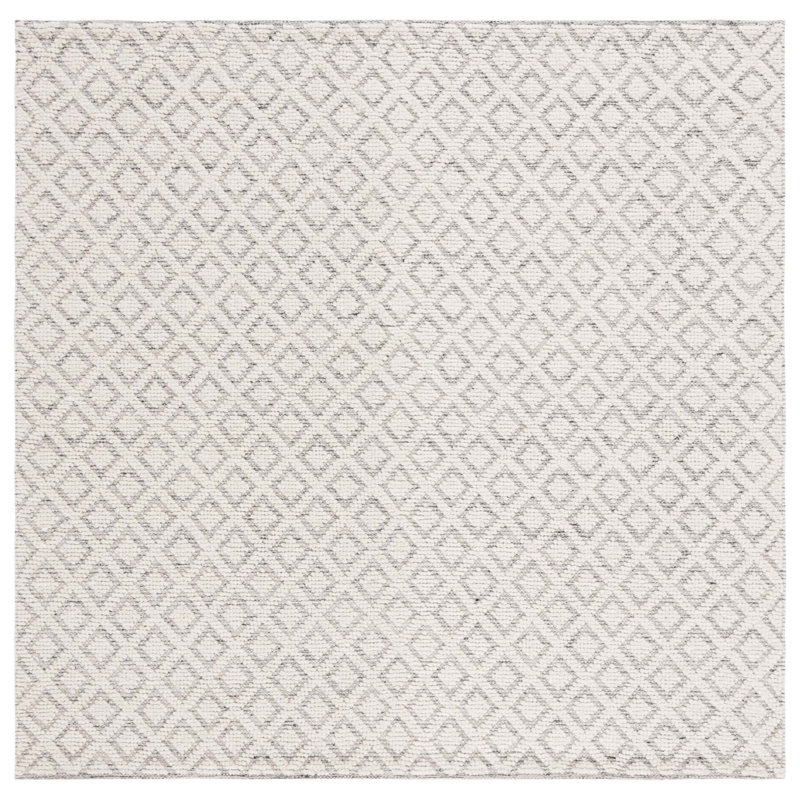 Nystead Geometric Handwoven Wool Ivory/Gray Area Rug, Square 6'