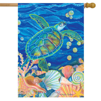 Swimming Sea Turtle Summer House Flag