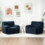 Fauteuil en tissu d'ameublement à rayures verticales bleu marine 42 po
