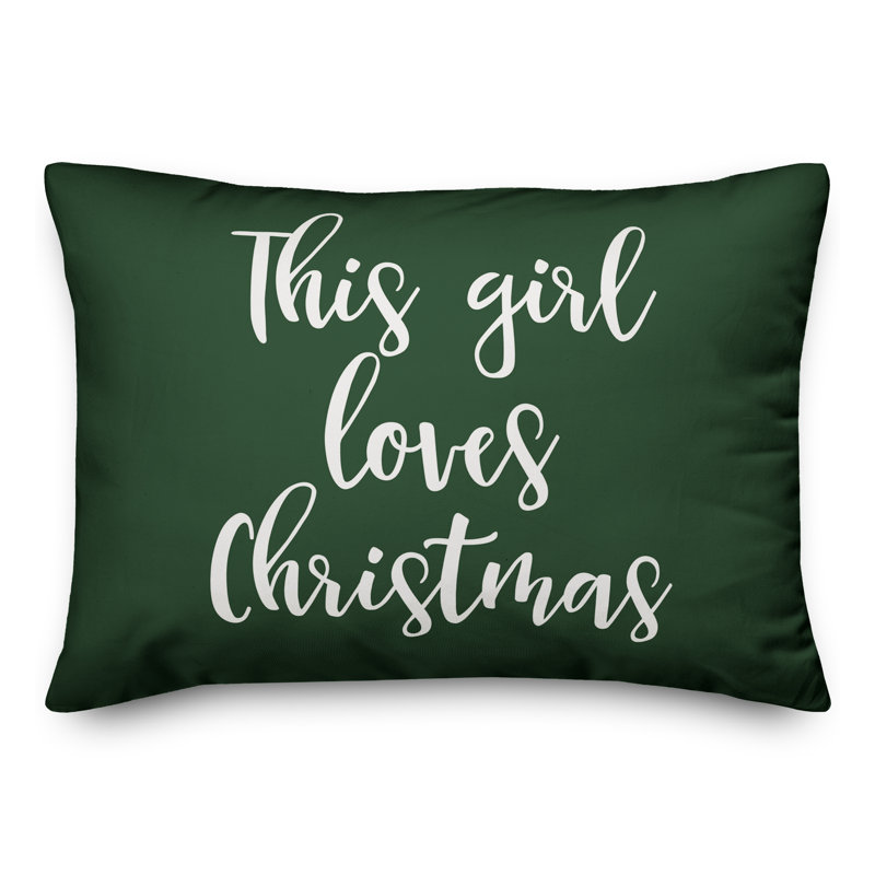  Coussin «This Girl Loves Christmas», Vert foncé