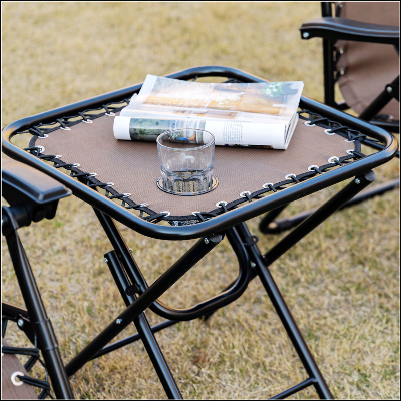 Portable Zero Gravity Chair Set With Side Table For Various Occasions, Brown