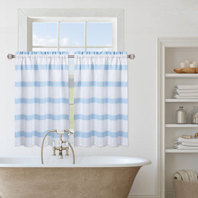 Cantonnière de cuisine, cantonnière rayée teinte en fil pour passe-tringle de salle de bain