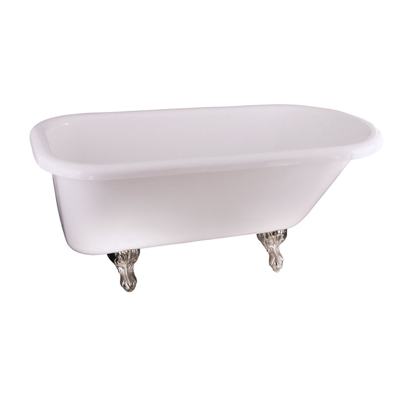 67'' x 29.5'' Soaking Acrylic Bathtub, Brushed Nickel