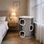 Cat Barrel Scratching Post, Indoor Cat Tree Play Tower with Soft Plush & Lamb Fleece, Grey