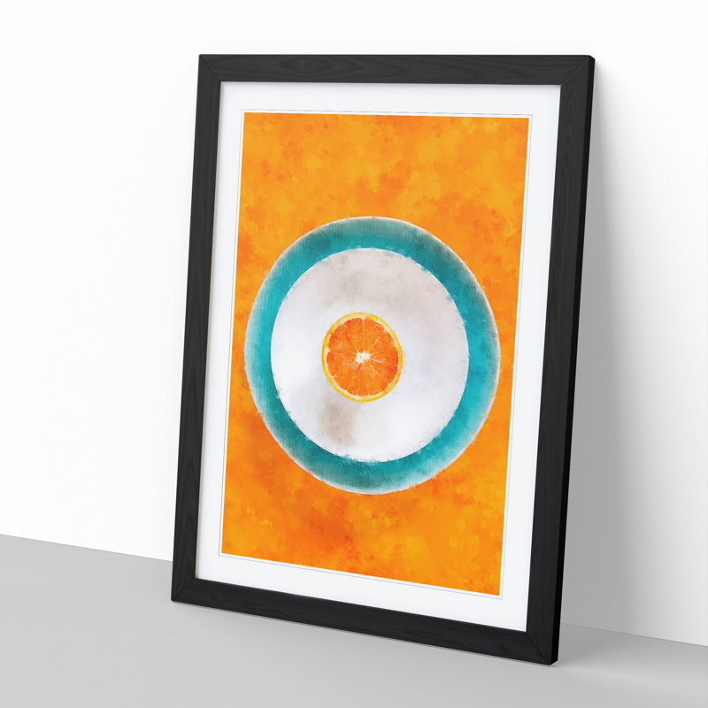 Orange Circles - Framed Print, 65cm H x 48cm W x 2cm D, Black Framed