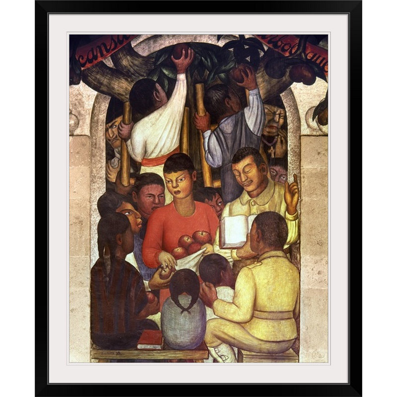 «Rivera: Education, 1926» par Diego Rivera, reproduction d'art, Cadre noir, H 23 po x l 20 po x P 1 po