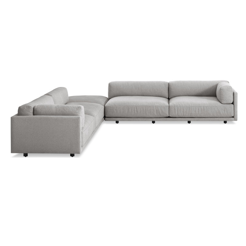 Sunday Sectional with Ottoman, Agnew Gray Textured Basketweave
