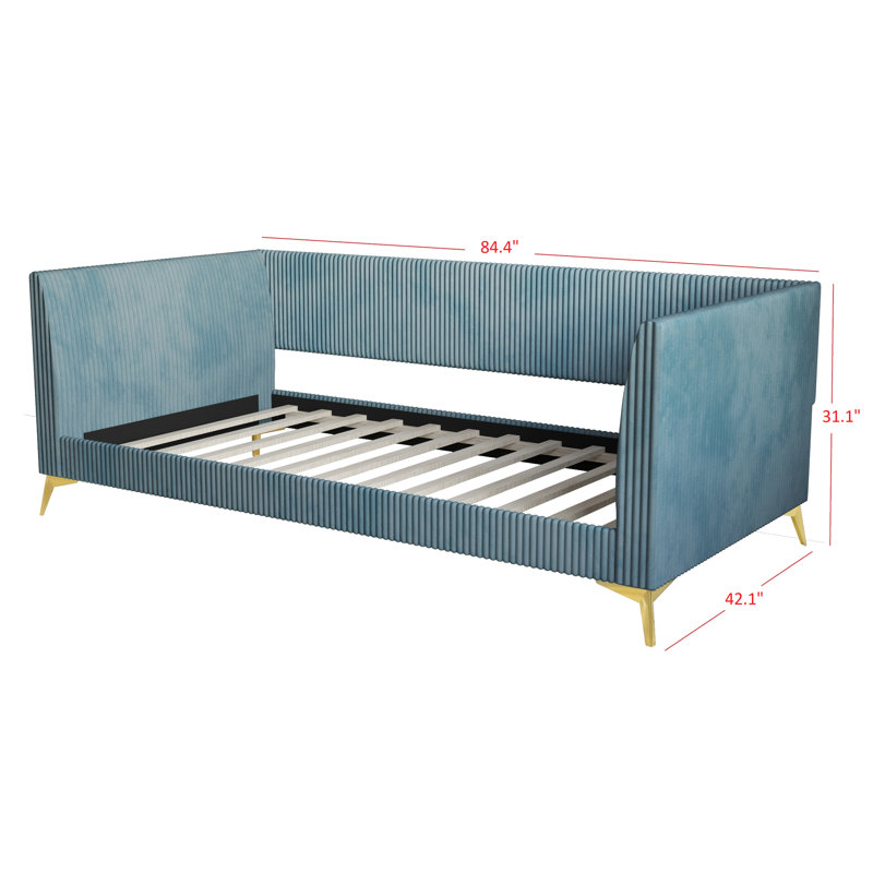 Arliss Upholstered Corduroy Daybed, Blue