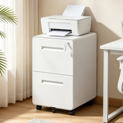 Armoire de rangement de bureau à 2 tiroirs avec serrure et roulettes