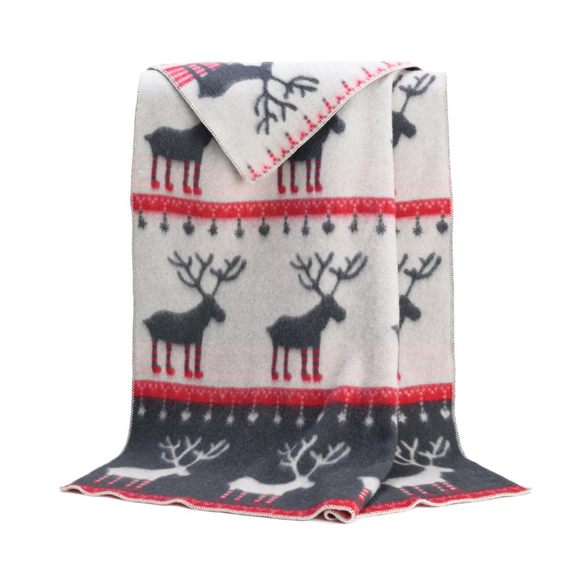 Festive Wool Blanket, Grey/Red