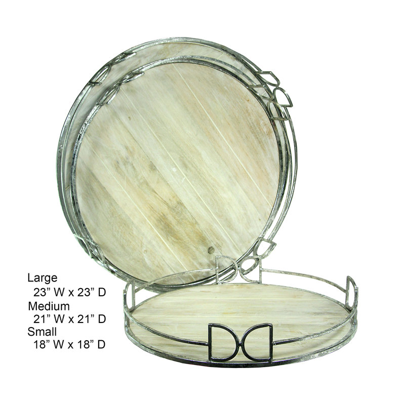 Hispaniola Tray, White Washed/Silver