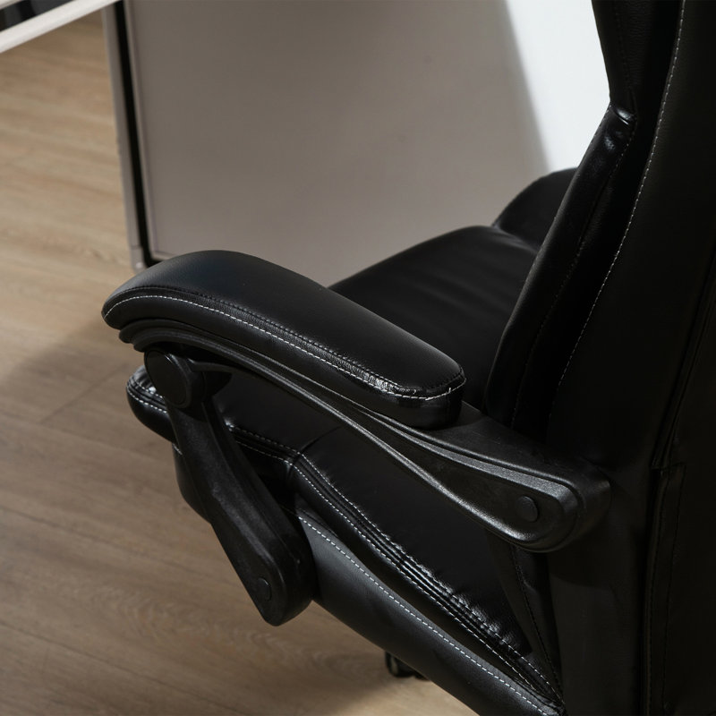 Fauteuil de massage avec 6 vibrations, 5 modes, cuir PU, inclinable, réglable, pivotant à 360 °, repose-pieds rétractable, massage par vibration en cuir noir, options, réglable et réglable