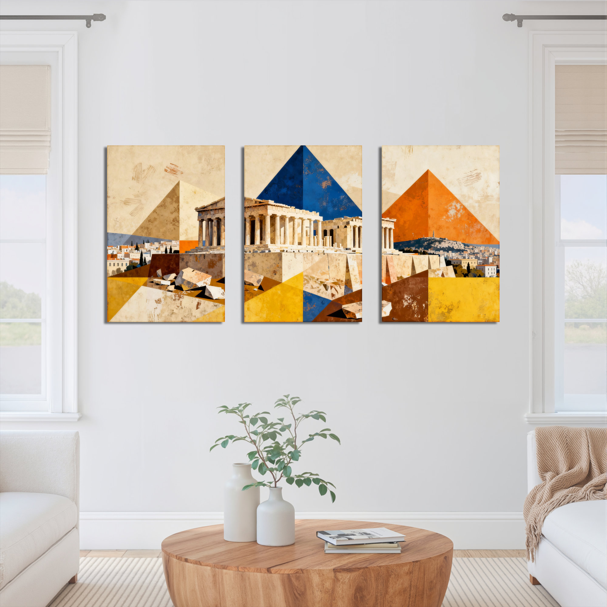 George Oliver Abstract Parthenon Geometry Canvas Wrapped Wall Art, Oil ...