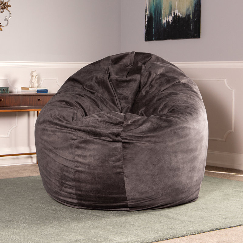 Cocon de 6 pieds Jaxx - lit à billes convertible et grand fauteuil à billes pour adultes , Microvelours étain