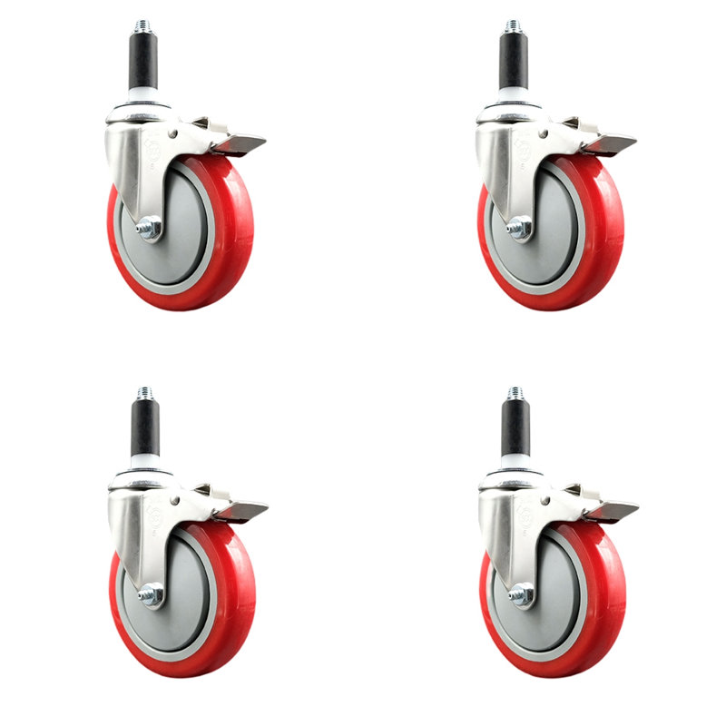 Jeu de roulettes extensibles en poly, Rouge, H 5 po x l 5 po