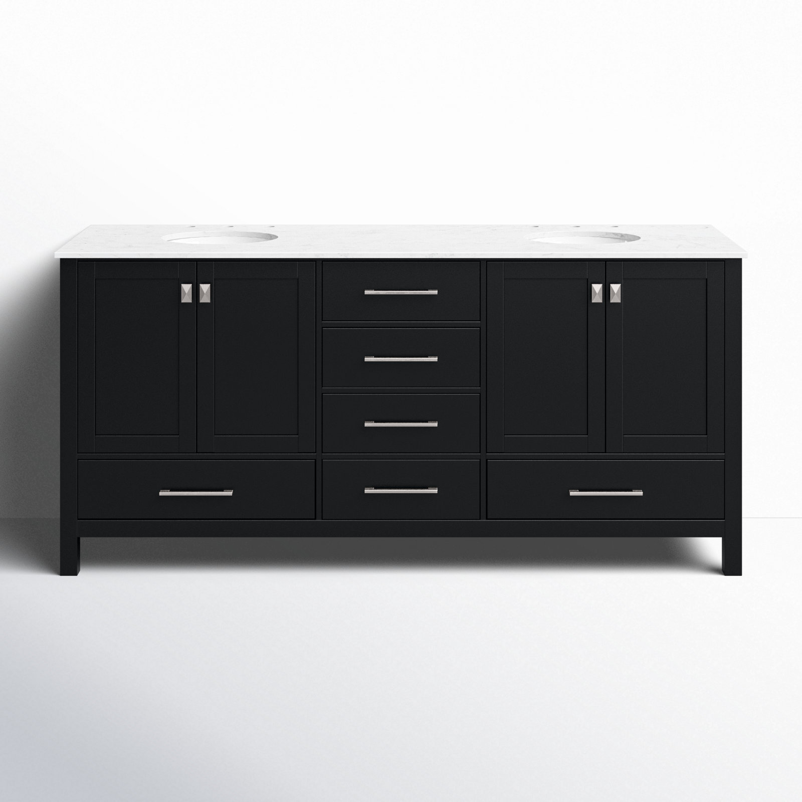 Irene 72'' Double Bathroom Vanity, Black, Calacatta Quartz