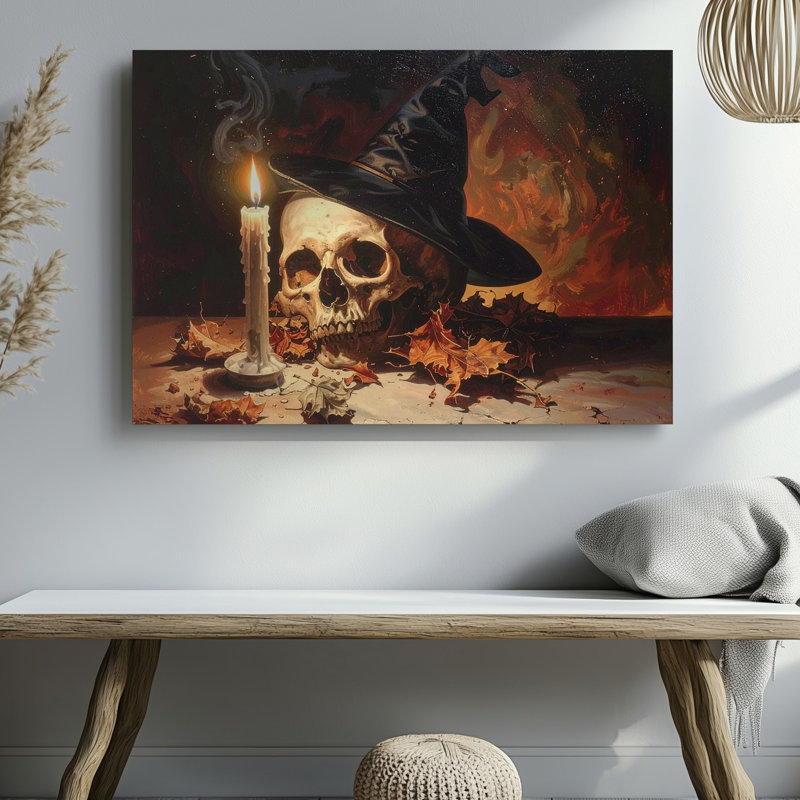 Art mural sur toile, Sorcier enchanté, crâne, enchanteur, magie, nature morte, H 18 po x l 24 po