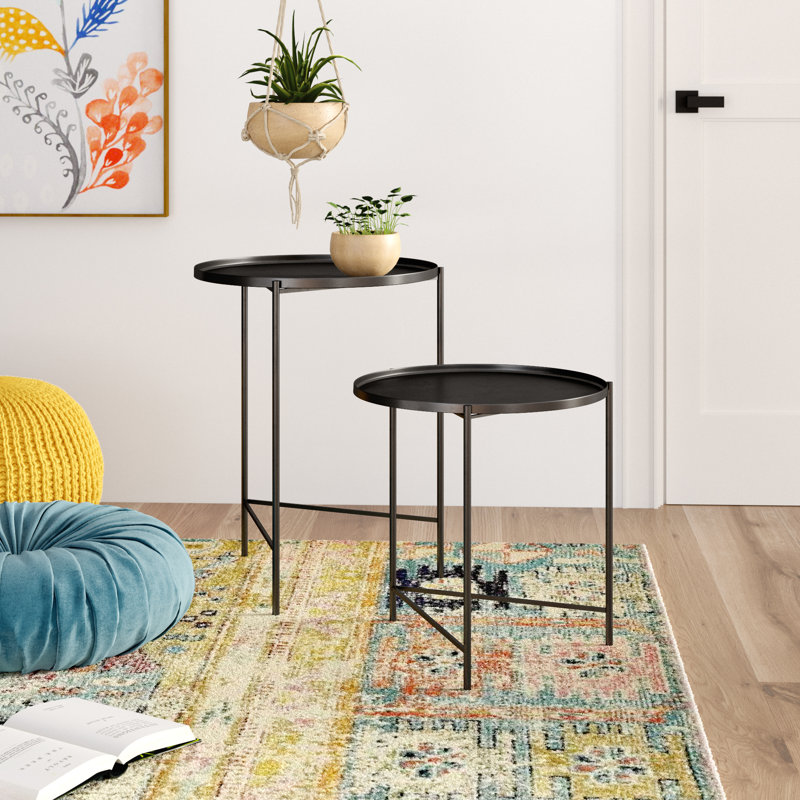 Gwynn Tray Top Nesting Tables, Navy Blue/Gold