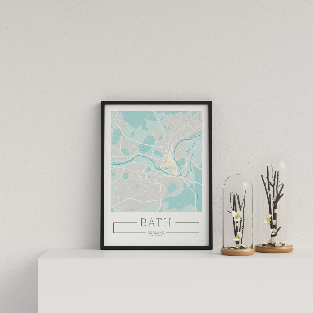 City Location Ordnance Map Blue Bath by Vouvart - Single Picture Frame Print