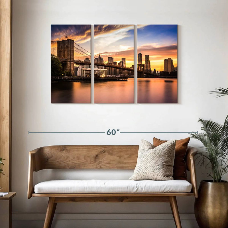 Lilie Brooklyn Bridge Sunset, H 28 po x l 45 po