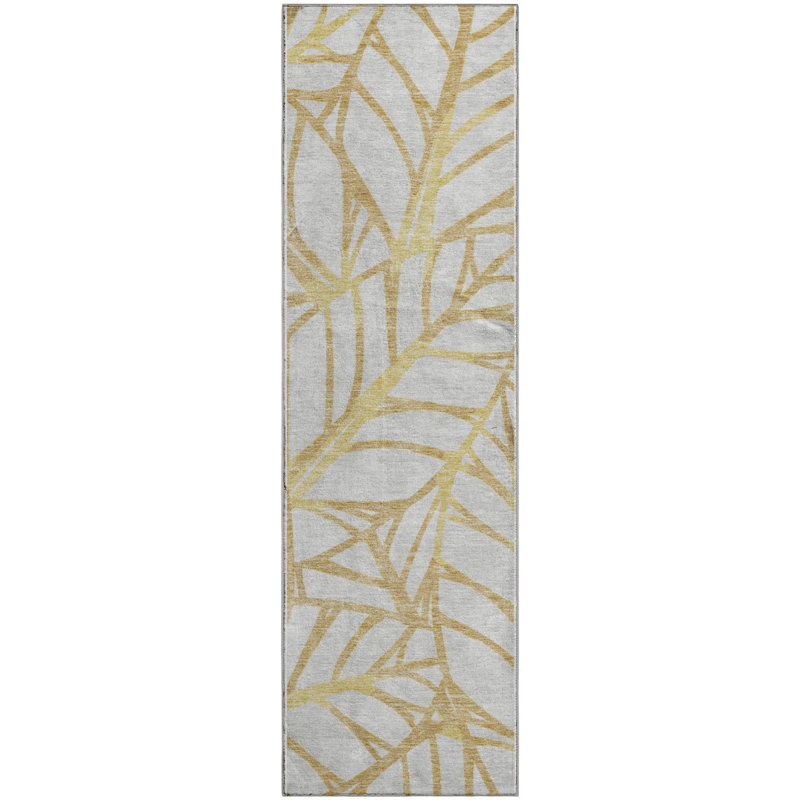 Premium Machine Washable Lisse Gold Rug, Runner 2'3" x 7'6"