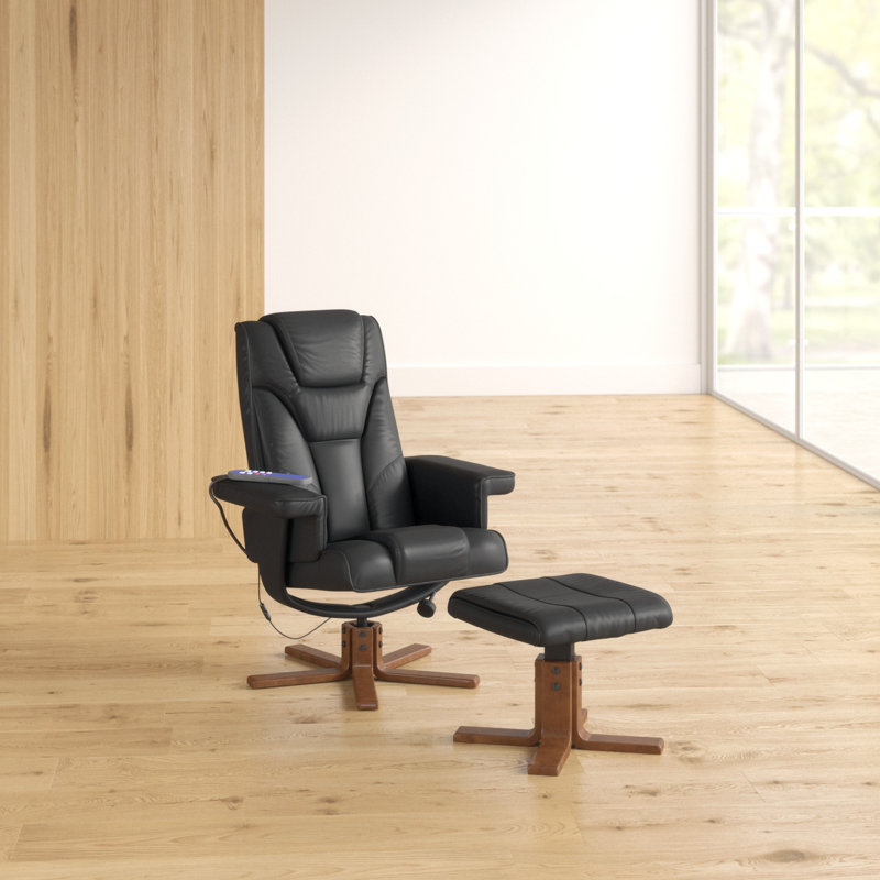 Outen Faux Leather Heated Massage Chair, Black
