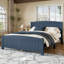 Grand lit plateforme, lit plateforme en bois massif avec lattes de soutien et structure solide, aucun sommier tapissier requis, bleu-1710697020
