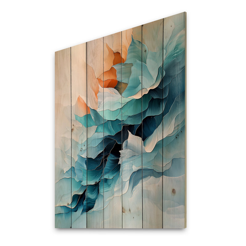 Impression moderne sur bois de pin naturel - Mouillage moderne de l'encre liquide II - Botanicals, H 32 po x l 24 po