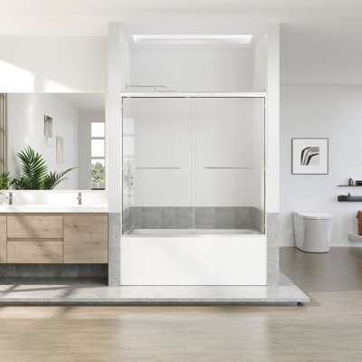 56 To 60 In. W X 60 In. H Semi Frameless Double Sliding Tub Door With 5/16 In. Tempered Clear Glass