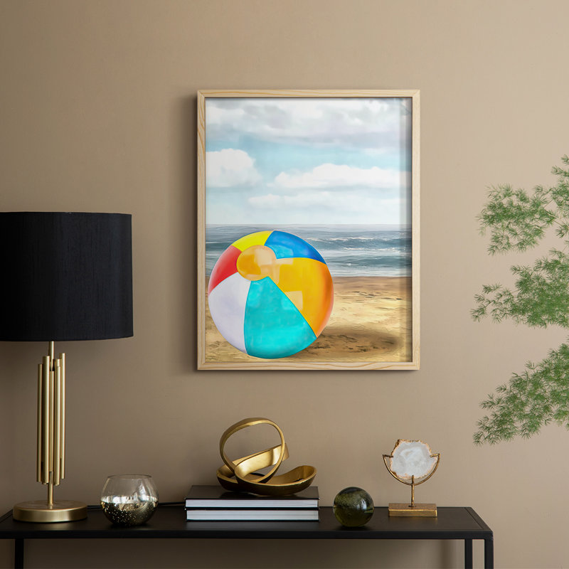 Beach Ball I, reproduction encadrée - bois massif, H 30 po x l 24 po