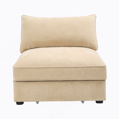 Armless Sofa Velvet - Wheat