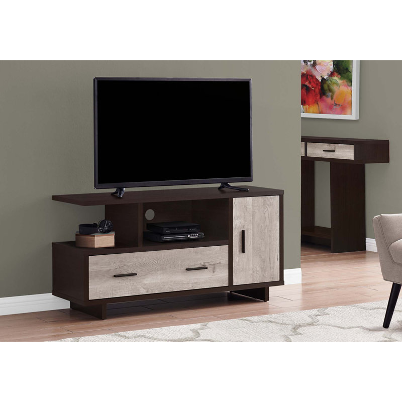 Meuble audio-vidéo 48 po, meuble de rangement, tiroirs 48 po, Espresso / Chêne