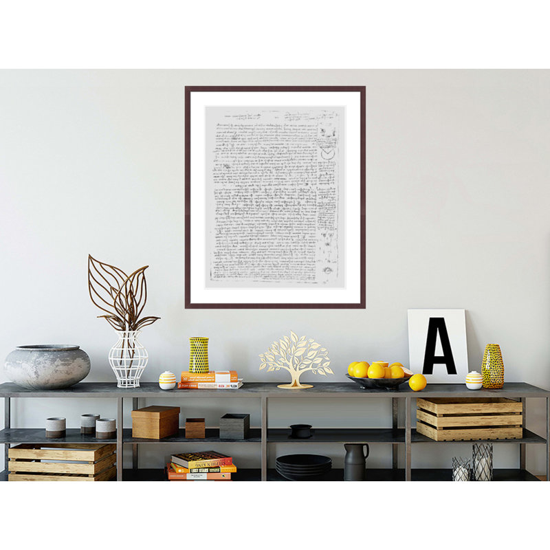 Page from the Codex Leicester by Leonardo da Vinci -Framed Giclee Print, H 41,29 po x l 33,5 po