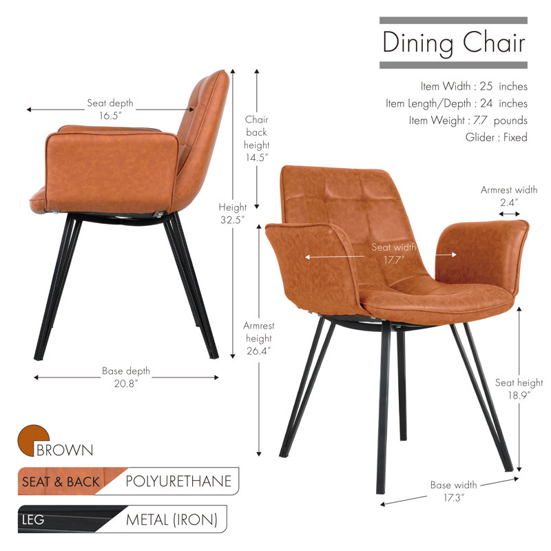 Sharolyn 18.9'' H Tufted Polyurethane Upholstered Armchair, Brown