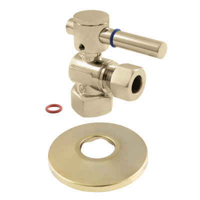 Kingston Brass 1/2-Inch FIP x 1/2-Inch OD Comp Quarter-Turn Angle Stop Valve with Flange