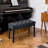 Black Duet Piano Bench With Faux Leather Padding And Wooden Structure Keyboard Cushion Solid Frame For Duets