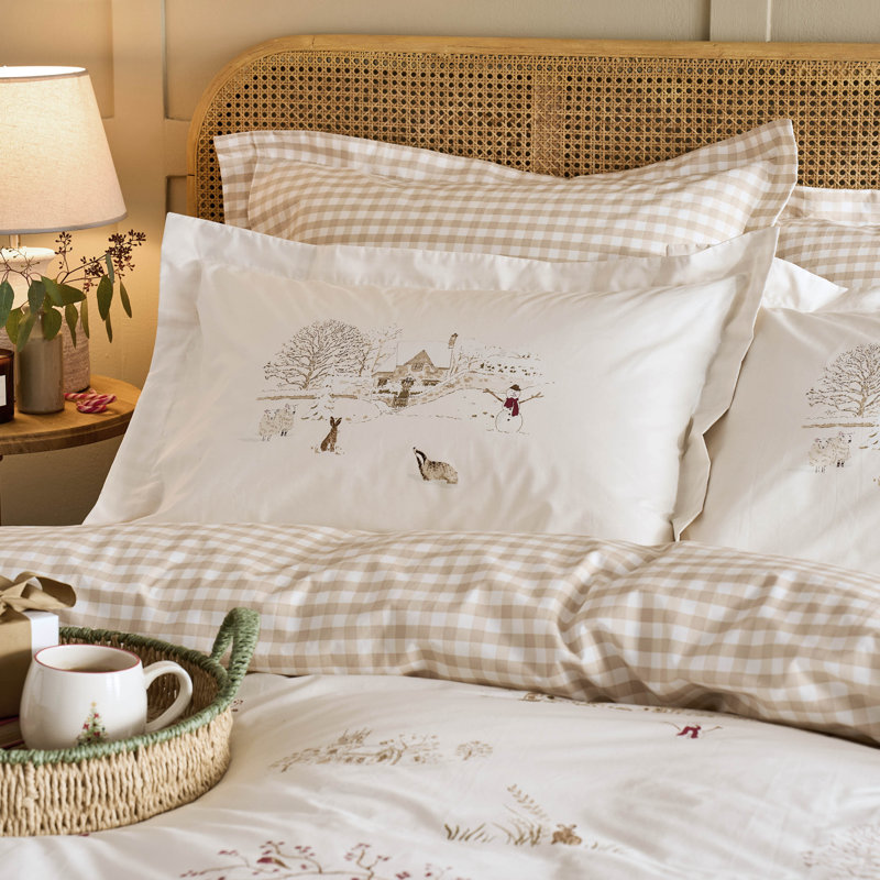 Winter Scene Off White Pillowcase Pair