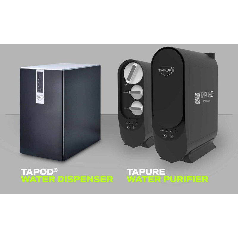 Durable 3-In-1 Tap + Square Drink Station Combo - Black/Stainless Steel with RO, Alkaline, Boiling, Stainless Steel