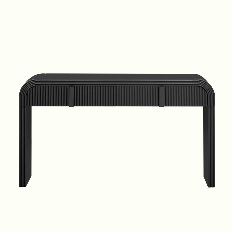 Codel Entry Console Table with Fluted Drawers, Black