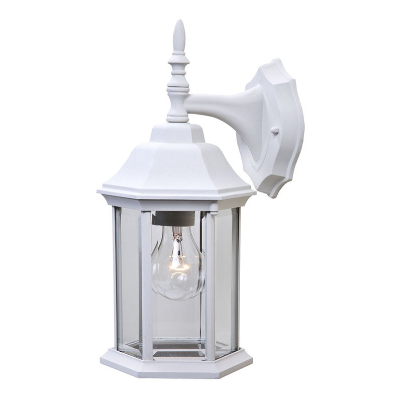 Lanterne murale d'extérieur H 15,5 po Pritzker, Transparent, Blanc texturé