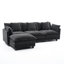 Canapé modulaire en chenille noir à 3 places avec fauteuil mobile, convertible en fauteuil inclinable, pour la détente dans la chambre à coucher et en forme de L, éponge à haute densité