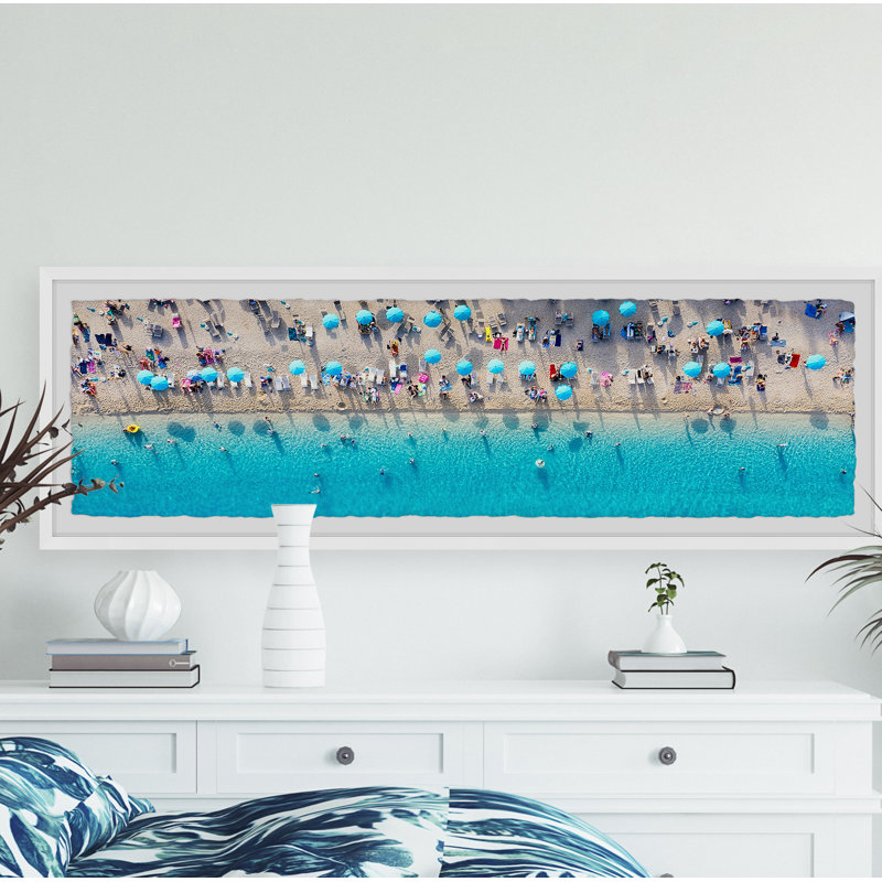 Blue Umbrella Beach - Single Picture Frame Print, H 10 po x l 30 po x P 1,5 po