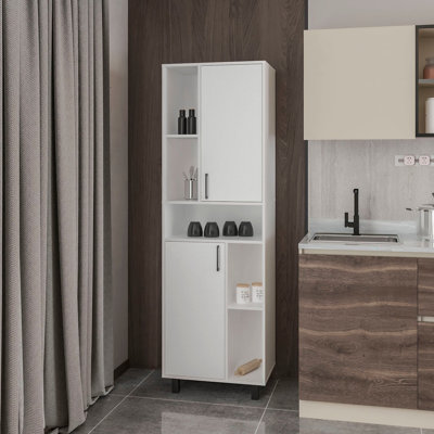 Garde-manger blanc avec rangement ouvert et 2 portes