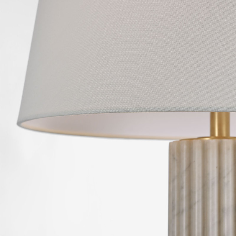Chapman & Myers Reeve 29" Table Lamp in Vintage Carrara with Linen Shade, Marble, Natural
