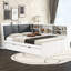 Lit plateforme en bois blanc avec lit gigogne, tablettes de tête de lit et espace supplémentaire - rangement efficace, tablettes conçues par l'utilisateur-758612272-758612273